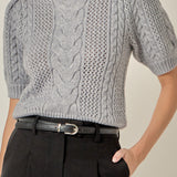 Puff Sleeve Cable Sweater Top