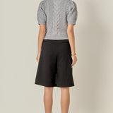 Puff Sleeve Cable Sweater Top