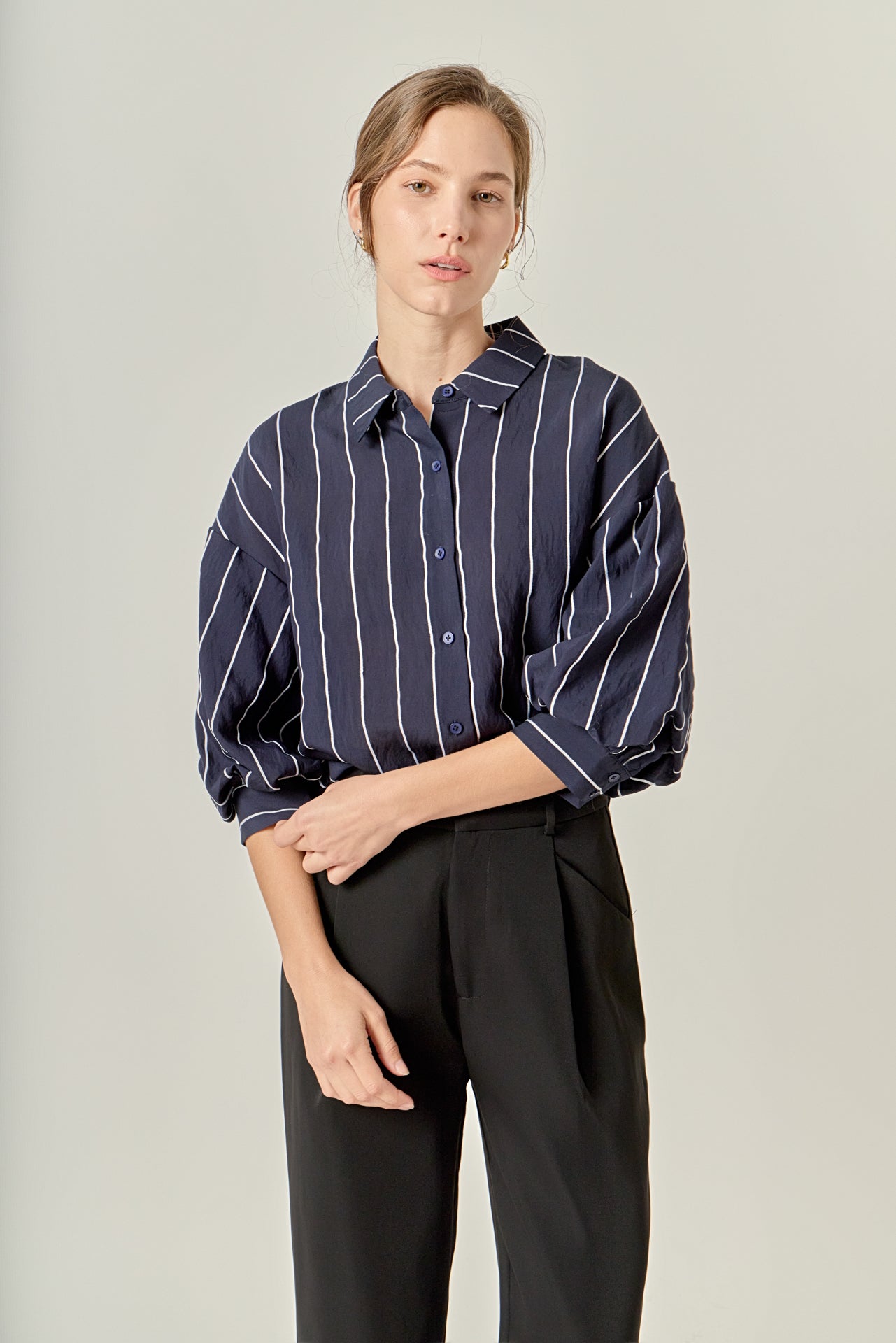 Stripe Balloon Sleeve Shirt – English Factory
