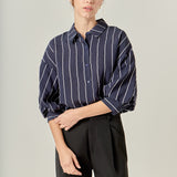 Stripe Balloon Sleeve Shirt