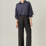Stripe Balloon Sleeve Shirt