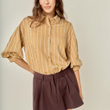 Stripe Balloon Sleeve Shirt
