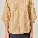 Stripe Balloon Sleeve Shirt