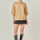 Stripe Balloon Sleeve Shirt