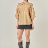 Stripe Balloon Sleeve Shirt