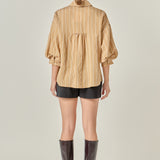 Stripe Balloon Sleeve Shirt