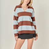 Striped Rugby Collared Sweater