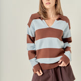 Striped Rugby Collared Sweater