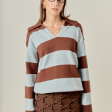 Striped Rugby Collared Sweater
