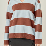 Striped Rugby Collared Sweater