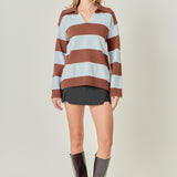 Striped Rugby Collared Sweater
