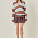 Striped Rugby Collared Sweater