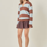 Striped Rugby Collared Sweater