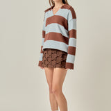 Striped Rugby Collared Sweater