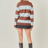 Striped Rugby Collared Sweater