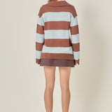 Striped Rugby Collared Sweater