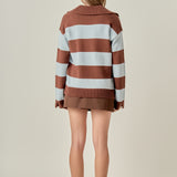 Striped Rugby Collared Sweater