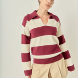 Striped Rugby Collared Sweater