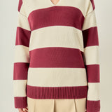 Striped Rugby Collared Sweater