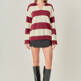 Striped Rugby Collared Sweater