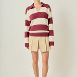 Striped Rugby Collared Sweater