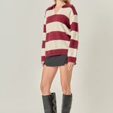 Striped Rugby Collared Sweater