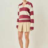 Striped Rugby Collared Sweater