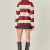 Striped Rugby Collared Sweater