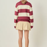 Striped Rugby Collared Sweater