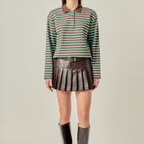 Pleated Vegan Faux Leather Skort