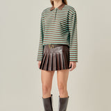 Pleated Vegan Faux Leather Skort