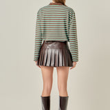 Pleated Vegan Faux Leather Skort
