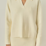 Oversized Collar Knit Top
