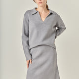 Oversized Collar Knit Top