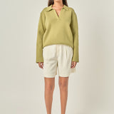 Oversized Collar Knit Top