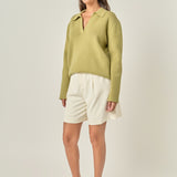 Oversized Collar Knit Top