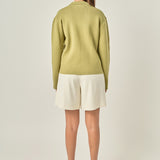 Oversized Collar Knit Top