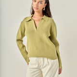 Oversized Collar Knit Top