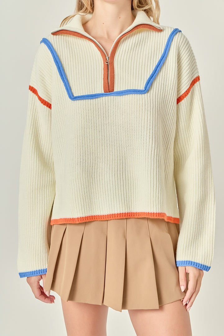 Piping Detail Crewneck Sweater