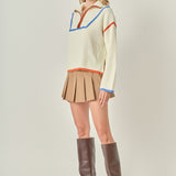 Contrast Piping Quarter Zip Sweater