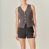 Rhinestone Bow Button Knit Vest