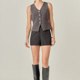 Rhinestone Bow Button Knit Vest