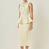 Peplum Bow Embellished Top