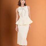 Peplum Bow Embellished Top