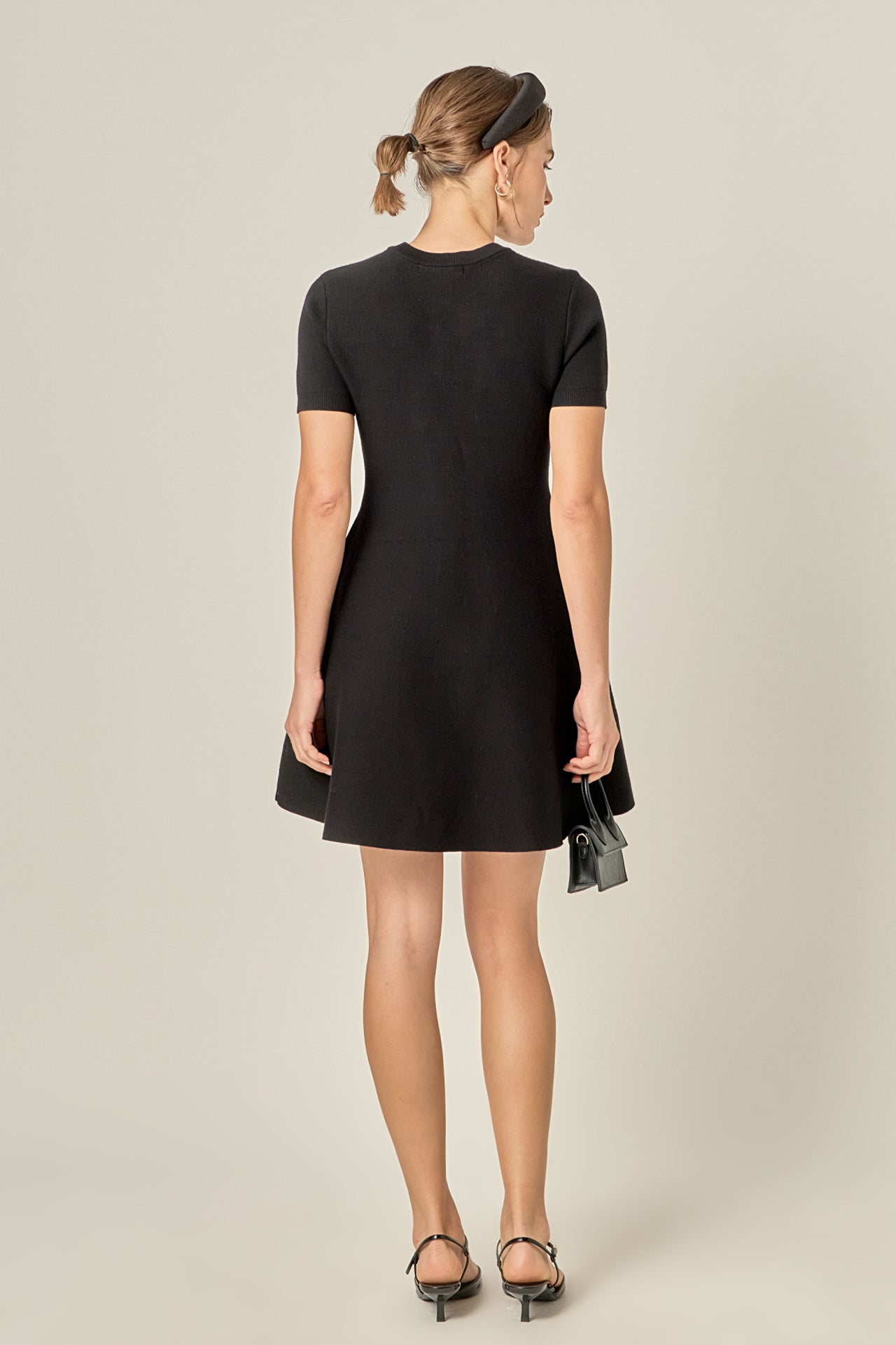 bow knit dress Ruffled Bow Knit Mini Dress Women's Backless Contrast Cardigan Lace-Up Dress Knitwear Dress Black S at Amazon Women's Clothing store