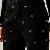 Rhinestone Heart Jeans