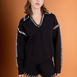 Stitch Detail Knit Collar Top