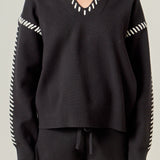 Stitch Detail Knit Collar Top