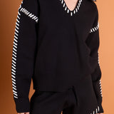 Stitch Detail Knit Collar Top