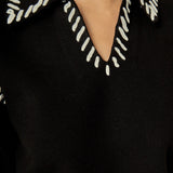 Stitch Detail Knit Collar Top